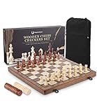 2 in 1 Schachspiel aus Holz, 39x39CM Klappbar Schachbrett Magnetisch Handgefertigt...