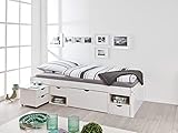 Funktionsbett | Stauraumbett | Bett mit Schubladen | Kiefer massivholz| Farbe Weiß...