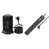 Mehrfachsteckdose Tower, TESSAN 12 Fach Steckdosenleiste Turm & Brennenstuhl Eco-Line...