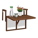 Relaxdays Balkontisch klappbar, Balkonklapptisch zum Einhängen, BxT: 60x45 cm,...