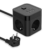 JSVER Steckdosenleiste Würfel USB Mehrfachsteckdose Cube 3 Fach mit 3 USB (15,5W)...