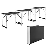 Juskys Multifunktionstisch 3 teilig - klappbar, höhenverstellbar - Alu Klapptisch 100x60...
