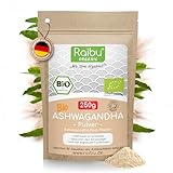 Raibu Ashwagandha Premium BIO Pulver (250g) I 100% ECHTES Ashwagandha Pulver I Indischer...