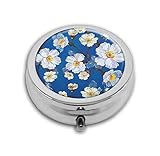 Blooming Abstract Flowers Round Pillendose Organizer,Compartment Small Pillendose for...