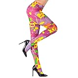 Strumpfhose violett fuxia 40 DEN unisex Hippie Flower 70er 80er schlagerparty