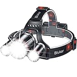 Blukar Stirnlampe LED Wiederaufladbar, Superhell Zoombar Kopflampe mit 5 Lichtmodi &...