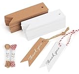 Sweelov 100stk Kraftpapier Anhänger, Geschenkanhänger Kraftpapier 7 x 2cm mit Jute...