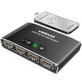 HDMI Switch HDMI Splitter, Automatisch 4K Aluminium HDMI Switch 3 in 1 Out UHD HDMI...