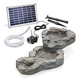 Solar Garten Bachlaufschalen Set 2 teilig mit Solar Pumpensystem - 12 Wp - Max. 650 l/h -...