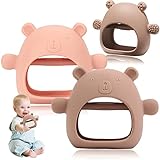 Beißring Baby, 2 Stück Baby Spielzeug 0 3 6 9 12 Monate, Zahnungshilfe Baby ab 3 Monate,...