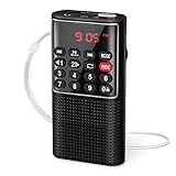 PRUNUS J-328 Taschenradio FM/UKW, Digital Radio Klein mit Rekorder, Kofferradio Mini Radio...