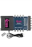 GSS 9/8 Multischalter für 2 Satelliten & 8 Teilnehmer inkl. Aufdrehhilfe - für 2 Quad...