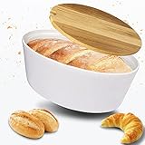 FloX Products® Brotkasten Keramik - Brottopf Ton produziert in Europa - weiße Brotbox...