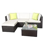 GOJOOASIS Polyratten Lounge 5 Teilig Sitzgruppe Garten möbel Garnitur 4 Personen...