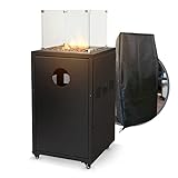 APANA Gas Heizstrahler FUEGO 8kW – Terrassenfeuer mit Sichtfenster & Rollen – Heizpilz...