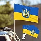 Autoflagge/Autofahne Ukraine,4 pack 18'' X 12'' (45 x 30 cm) Ukraine Autoflagge Mit dem...