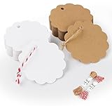 Sweelov 100stk Kraftpapier Anhänger，Geschenkanhänger Kraftpapier 6 * 6cm mit Jute...