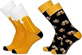 2 Paar Lustige Socken | gemusterte Socken mit verschiedenen Motiven und Farben | Mit...