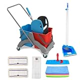 Hypafol Putzwagen Reinigungswagen Set | 2 x 25 l Eimer mit Wischmopp-Presse und...