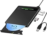 NOLYTH Externes Blu-Ray-Laufwerk, USB 3.0 und Typ-C, tragbarer Blu-ray-Brenner mit SD/TF/2...