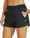 WILLIT Damen 3' Badeshorts Badehose Schwimmshorts mit Schnelltrockner Schwarz L