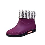 Kobilee Damen Gummistiefel Kurzhoch Wasserdicht Kurz Gefüttert Regen Stiefel Outdoor...