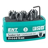 ENT 26516 5-tlg Aufsteckversenker-Set HSS, Durchmesser (d) 4, 5, 6, 8 und 10 mm, e 90°,...