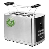 EMERIO Edelstahl Toaster mit großem Display | 2 Toastschlitze | Zentrierautomatik |...
