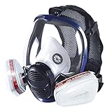 Prassia 16 in 1 Gasmaske Vollgesichtsmaske mit Filter, industrische Staubschutzmaske für...