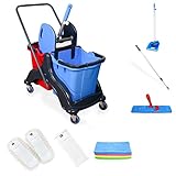 Hypafol Putzwagen Reinigungswagen Set | 2 x 25 l Eimer mit Wischmopp-Presse und...