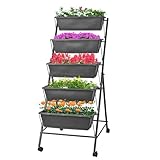 GENMOUS Hochbeet mit 5 Etagen, hoch, 114,7 cm, vertikal, erhöhter Garten, stehender...