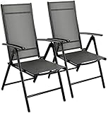 2er Set Gartenstuhl Hochlehner Aluminium, Balkonstuhl Klappbar, Esszimmerstuhl mit 7-Fach...