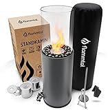 Flammtal Bioethanol Kamin [8h Brenndauer / 80x26x26 cm] - Freistehender Ethanol Standkamin...