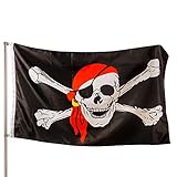 PHENO FLAGS Premium Piraten Flagge 100% recycelt 90x150 cm - Extrem Wetterfeste Fahne mit...