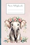 Notizbuch mit Elefant: A5 Notizheft mit Elefantenmotiv Buch liniert für Notizen kleiner...