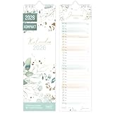 Häfft® kompakter Streifenkalender 2026 schmal (9 x 30 cm) Monats-Wandkalender für...