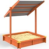 Spielwerk Sandkasten Sami mit Dach 120x120cm imprägniertes Holz Füllstand Skala UV 50+...