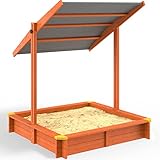 Spielwerk Sandkasten Sami mit Dach 120x120cm imprägniertes Holz Füllstand Skala UV 50+...