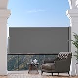 HOMEDEMO Seitenmarkise ausziehbar, 100 x 300 cm Anthrazit, Sichtschutz Sonnenschutz...