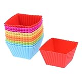 FRCOLOR 12 x quadratische Muffin-Einlagen, Mini-Silikon-Kuchenhalter für Bäckerei...