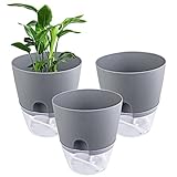 Relota 3 stücke Blumentopf Grau 15.3cm Breite, Kräutertopf Plastik mit...