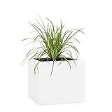 Pflanzwerk® Pflanzkübel Fiberglas Weiss Cube 38x44x44cm *Frostbeständige Blumenkübel*...