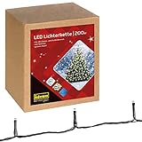 Idena 31869 - LED Lichterkette mit 200 LEDs in Warmweiß, mit 8 Stunden Timer Funktion und...
