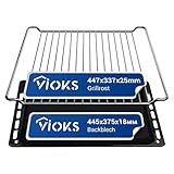 VIOKS Tiefes Backblech 445 x 375 x 18 + Grillrost 447 х 337 х 25 Edelstahl SET Ersatz...