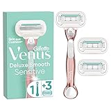 Gillette Venus Deluxe Smooth Sensitive Roségold Frauenrasierer- 3 Klingen, 5 Klingen Mit...