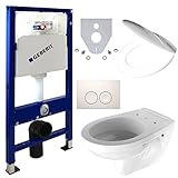 Geberit Duofix Vorwandelement + Wand Tiefspül WC + Delta 25 + WC Sitz - WC Set,...