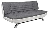 AC Design Furniture Jasper Bettcouch Hellgrau/Weiß, Schlafsofa mit 3 Liegepositionen,...