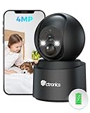 ctronics 【Akku-Kabellos】 2.5K 4MP Überwachungskamera Innen WLAN, PTZ IP Kamera Indoor...