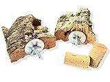 2 x Korksitzbrett - 10cm x 10cm aus 100% Naturkork inkl. Befestigung und 2 x Knabber -...