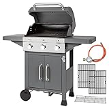 ProfiCook Gasgrill mit 3 Zonen inkl. Hochleistungsbrenner (bis 450°C), Grill mit 2...